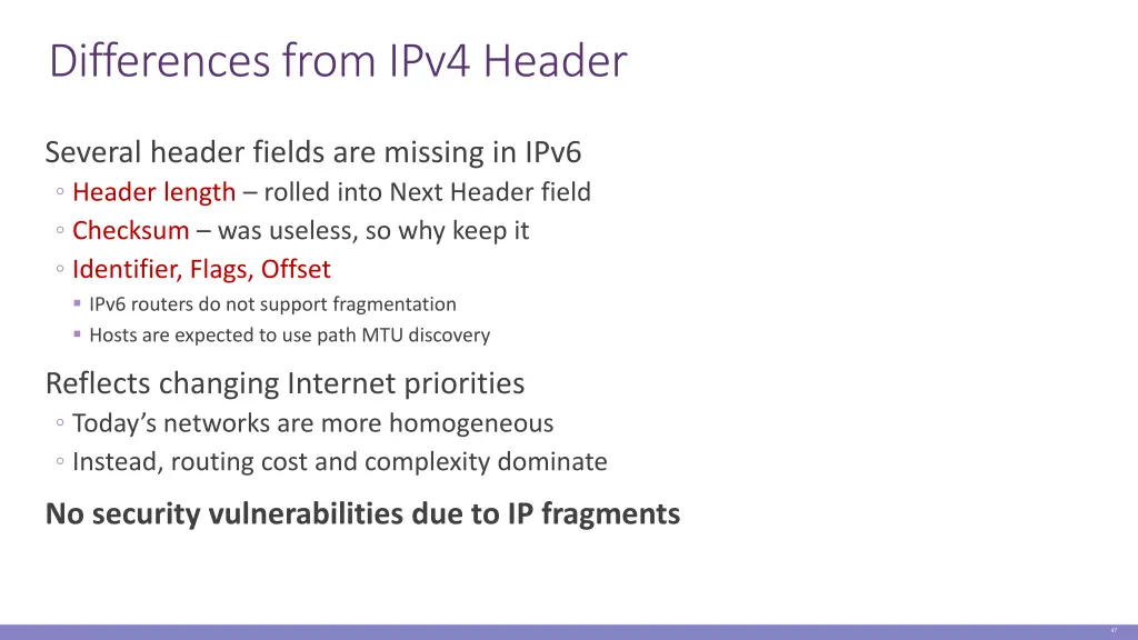differences from ipv4 header