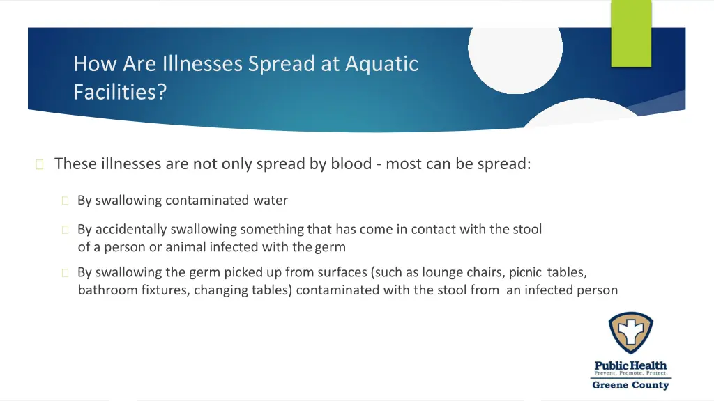 how are illnesses spread ataquatic facilities