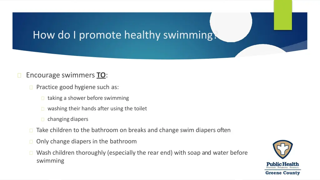 how do i promote healthy swimming