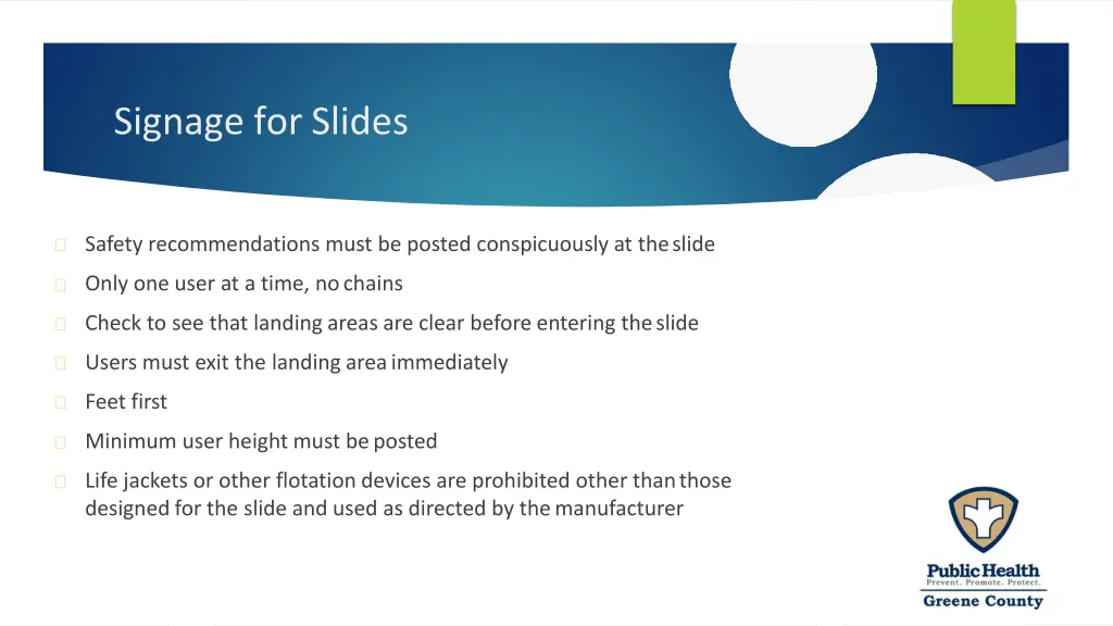 signage for slides