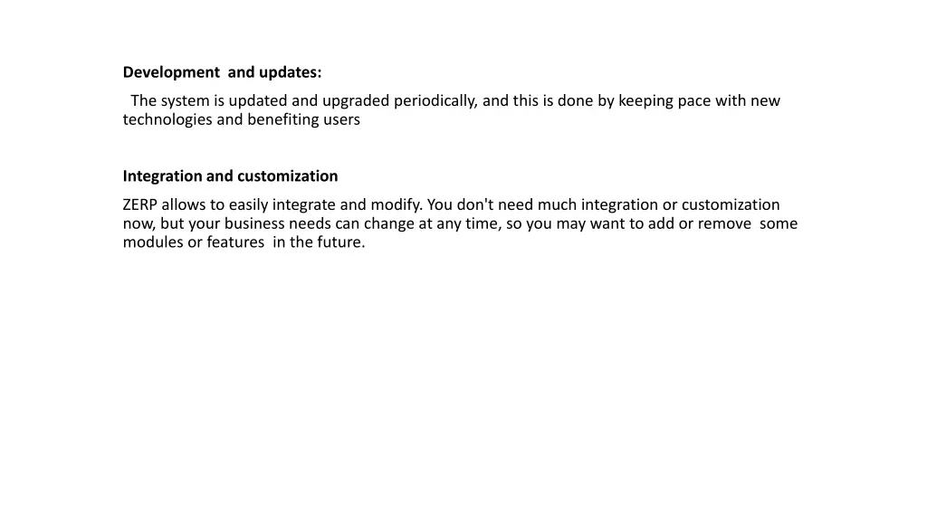 development and updates