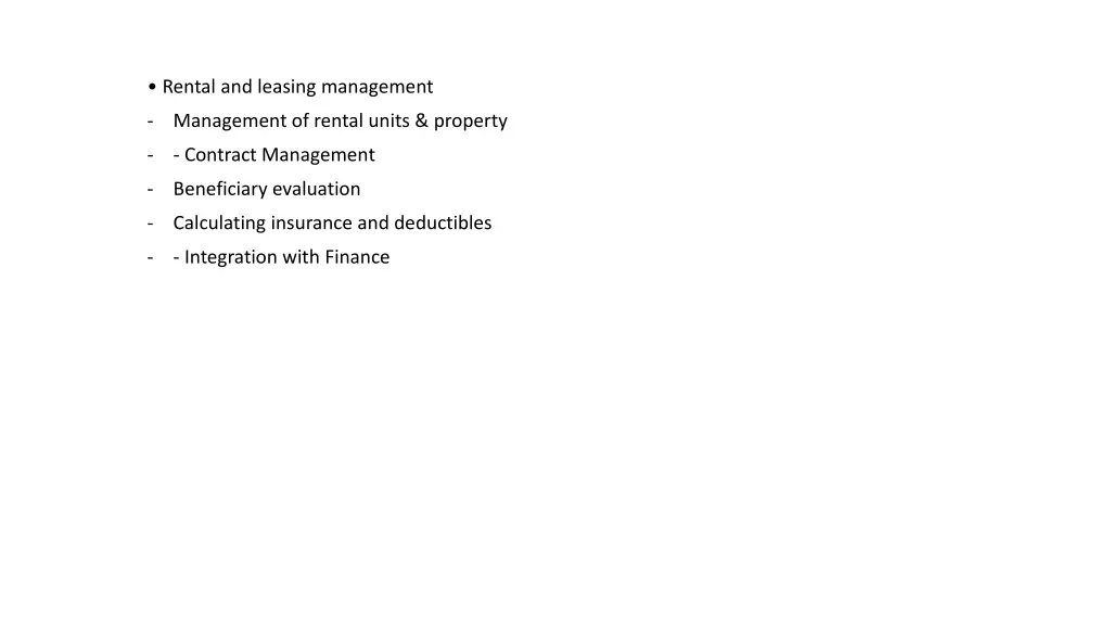 rental and leasing management