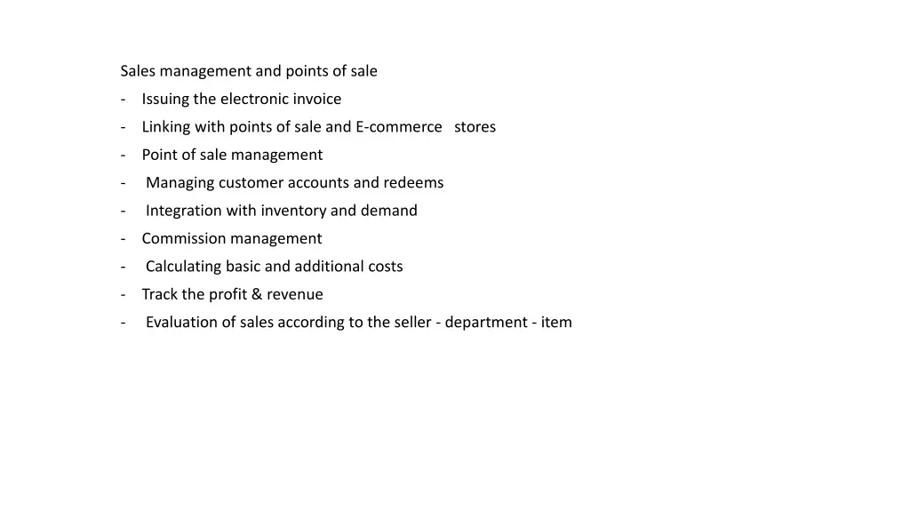 sales management and points of sale