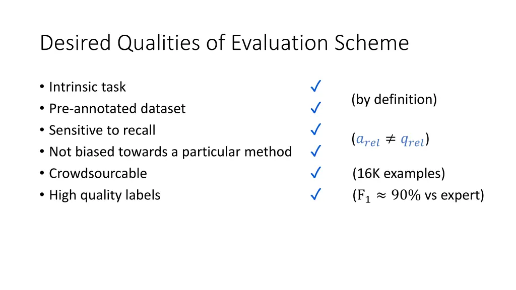 desired qualities of evaluation scheme 5