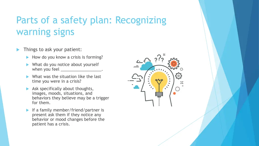 parts of a safety plan recognizing warning signs