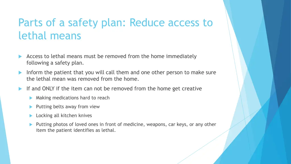 parts of a safety plan reduce access to lethal