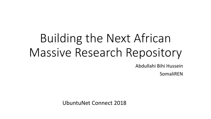 building the next african massive research