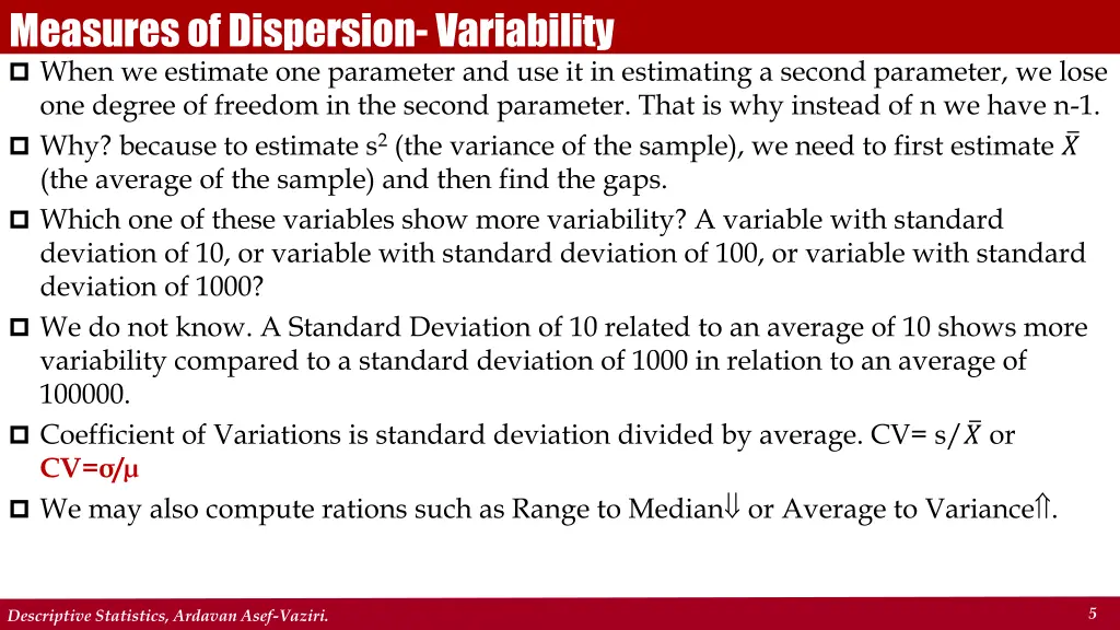 measures of dispersion variability