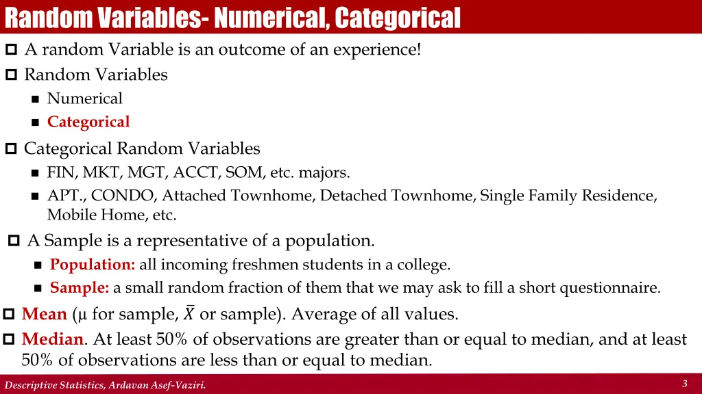 random variables numerical categorical 1