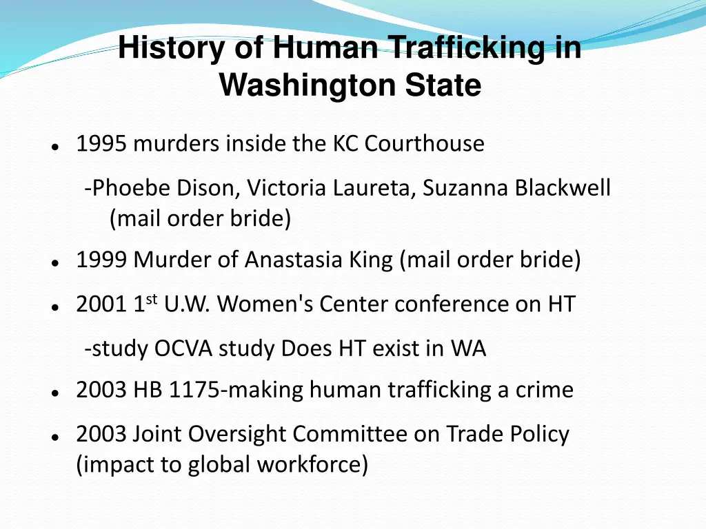 history of human trafficking in washington state