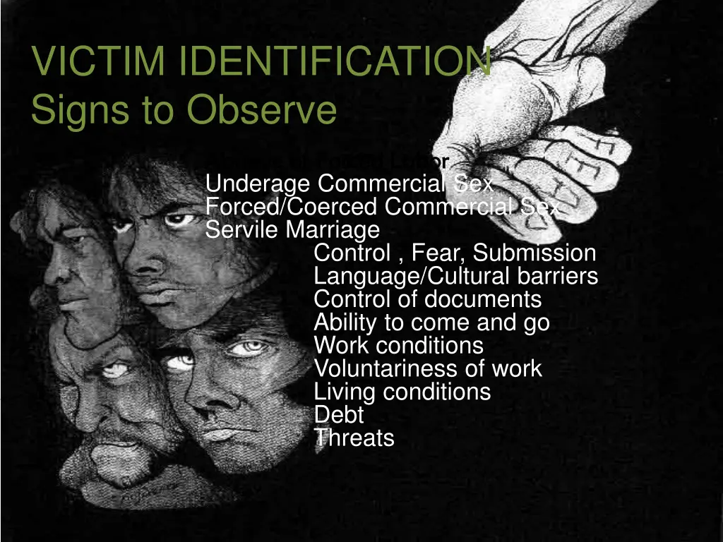 victim identification signs to observe