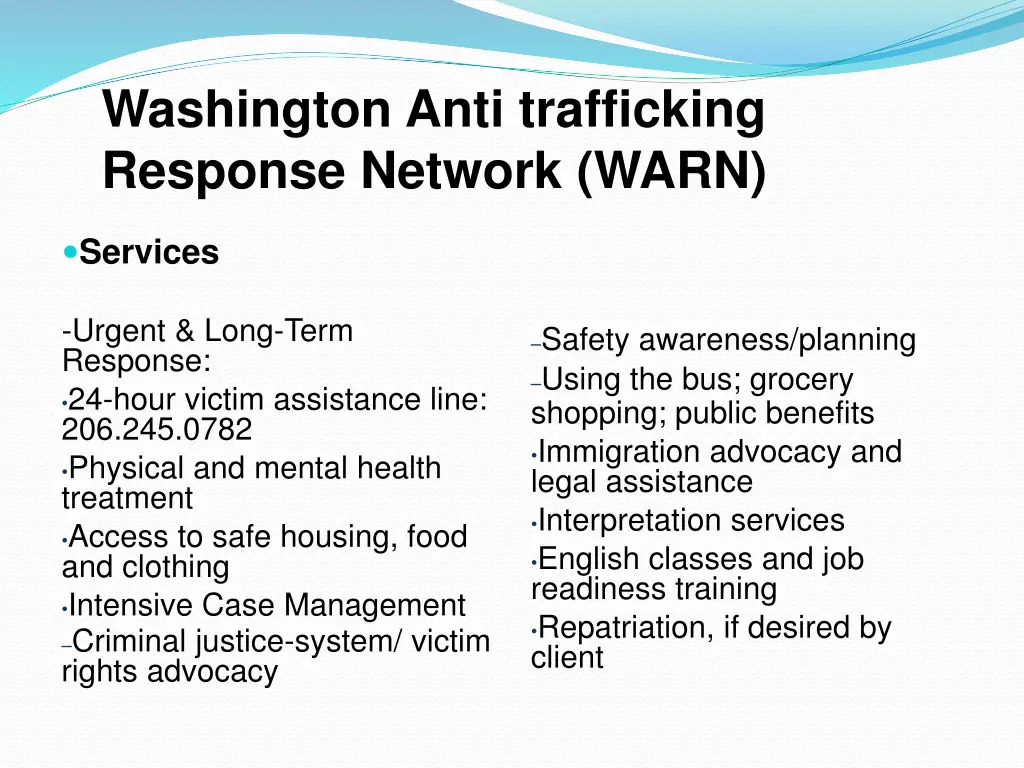 washington anti trafficking response network warn