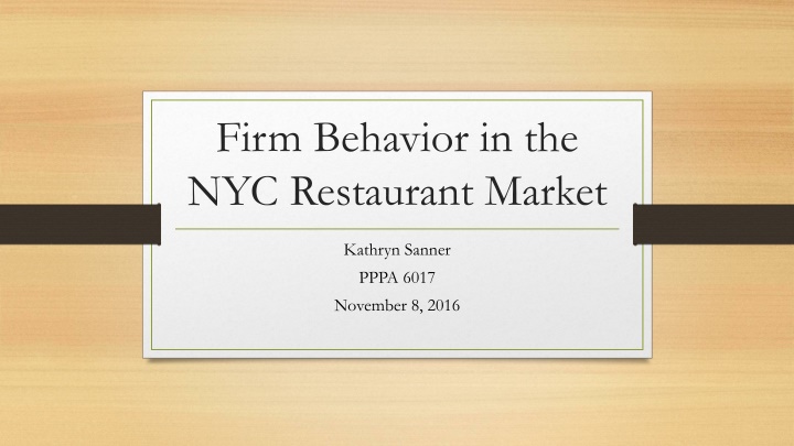 firm behavior in the nyc restaurant market