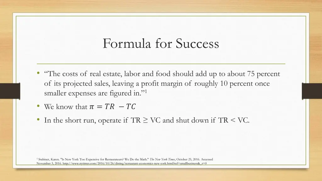 formula for success