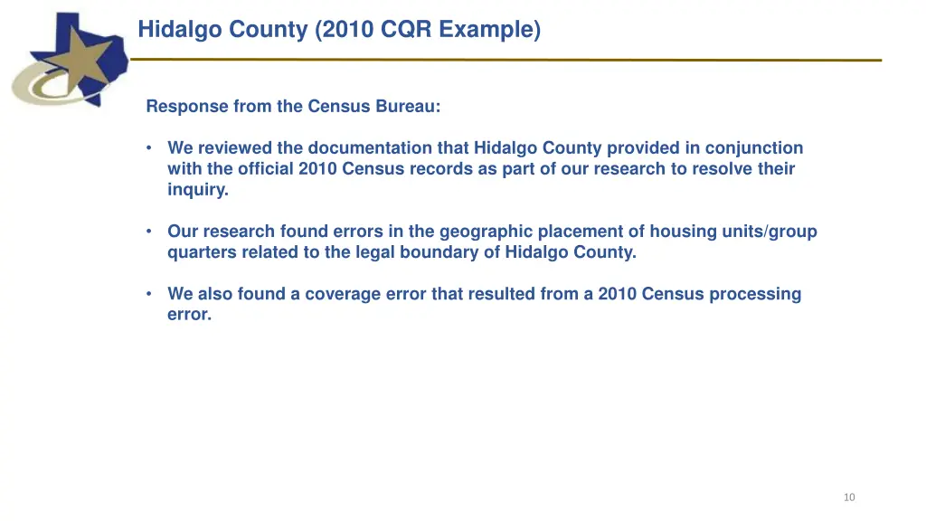 hidalgo county 2010 cqr example