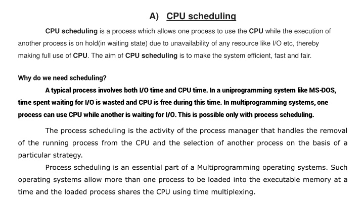 a cpu scheduling