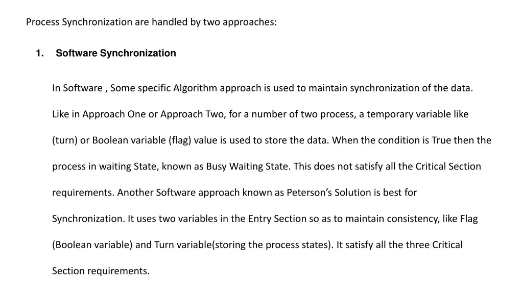 process synchronization are handled
