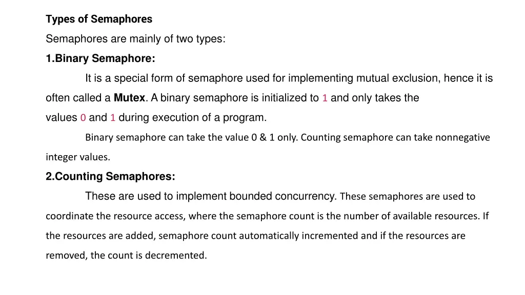 types of semaphores