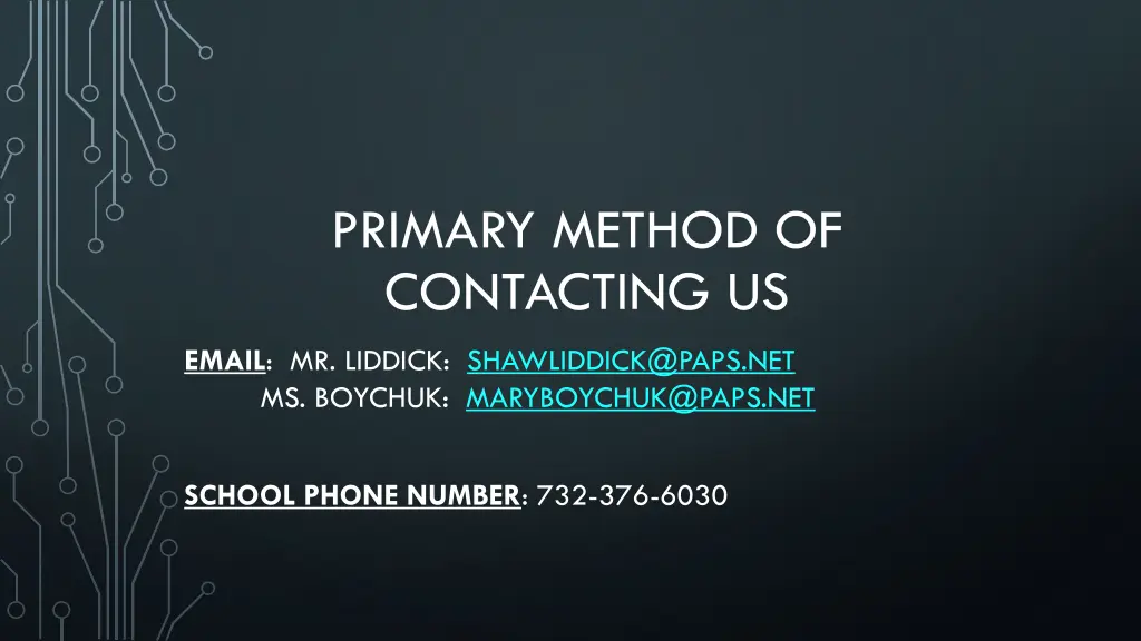 primary method of contacting us