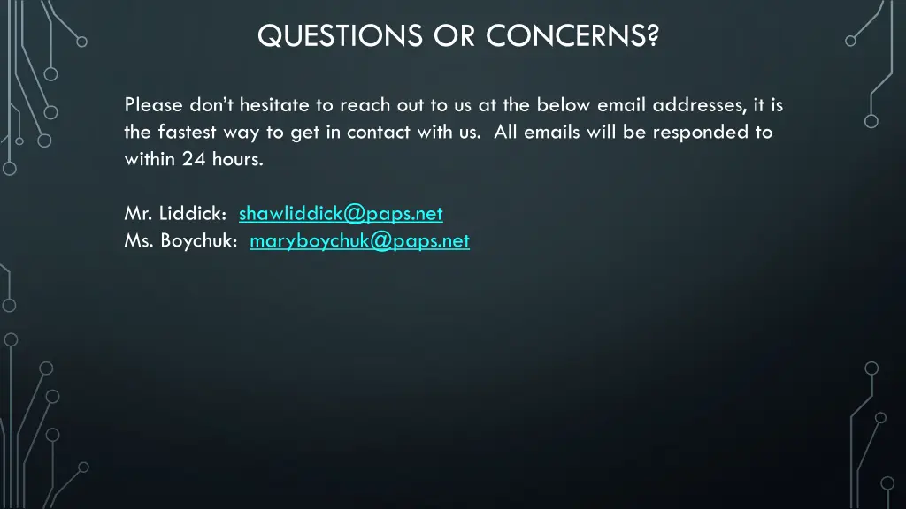 questions or concerns