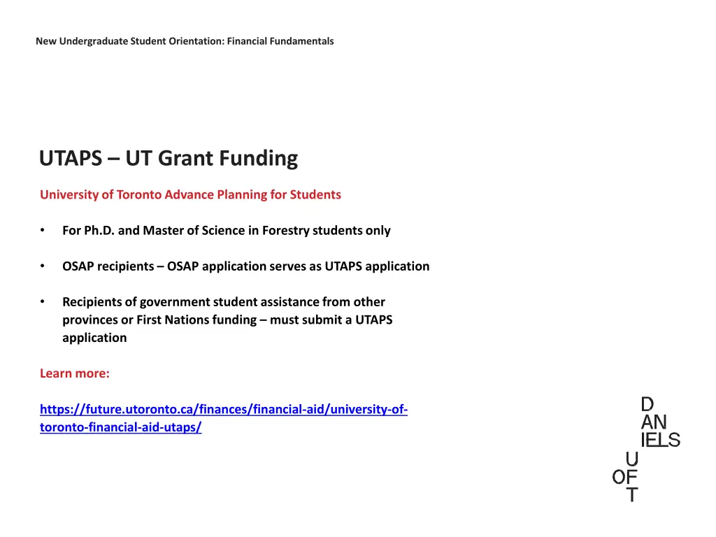 new undergraduate student orientation financial 5