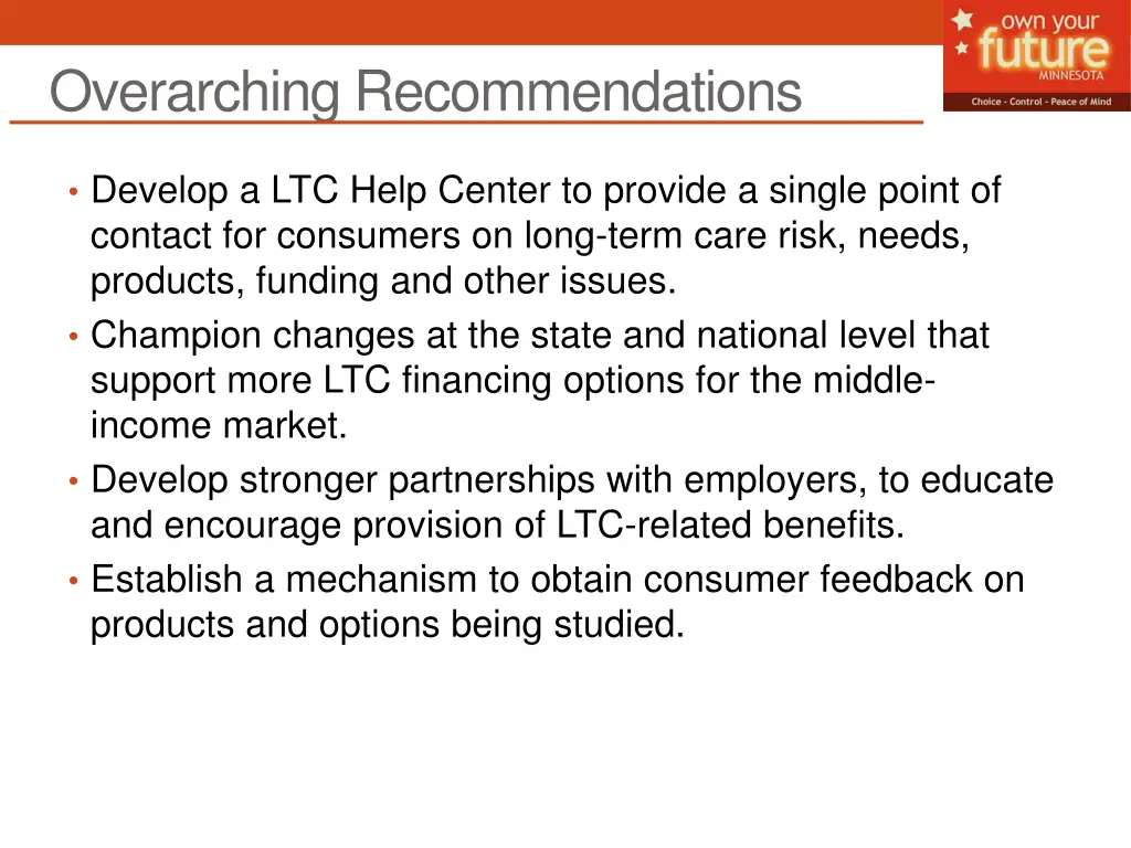 overarching recommendations