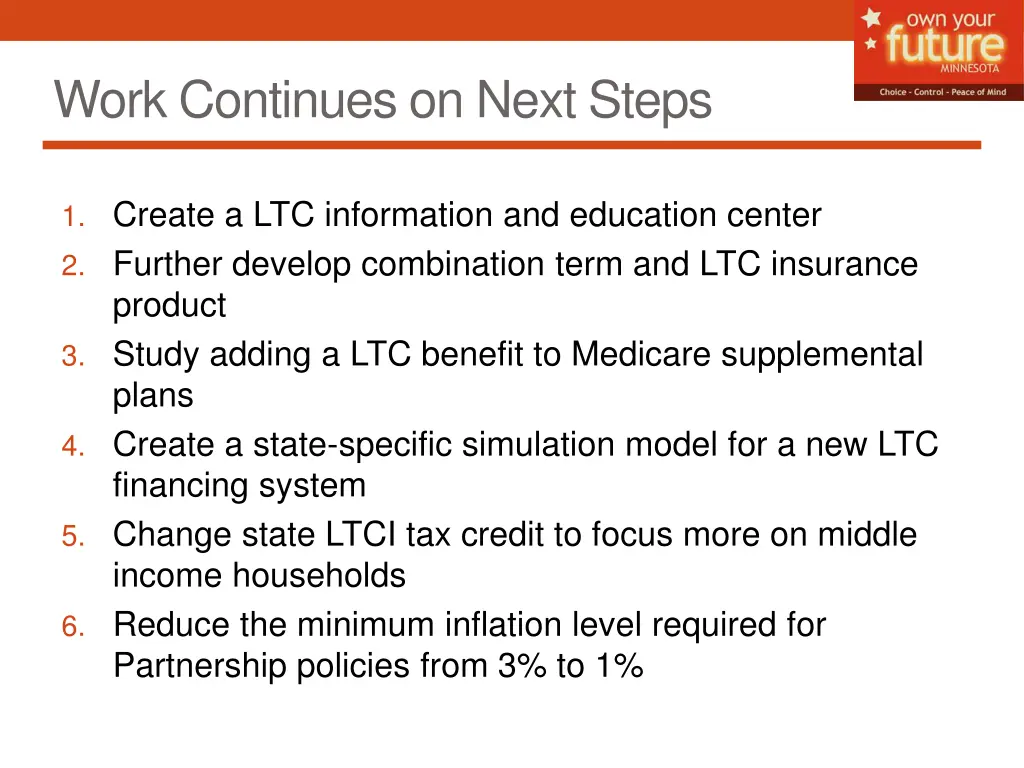 work continues on next steps