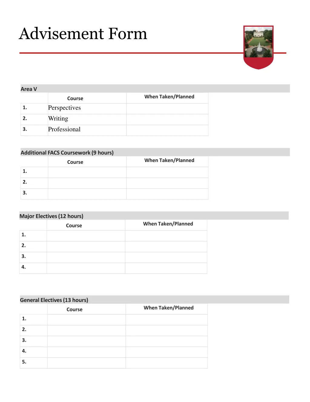 advisement form 1