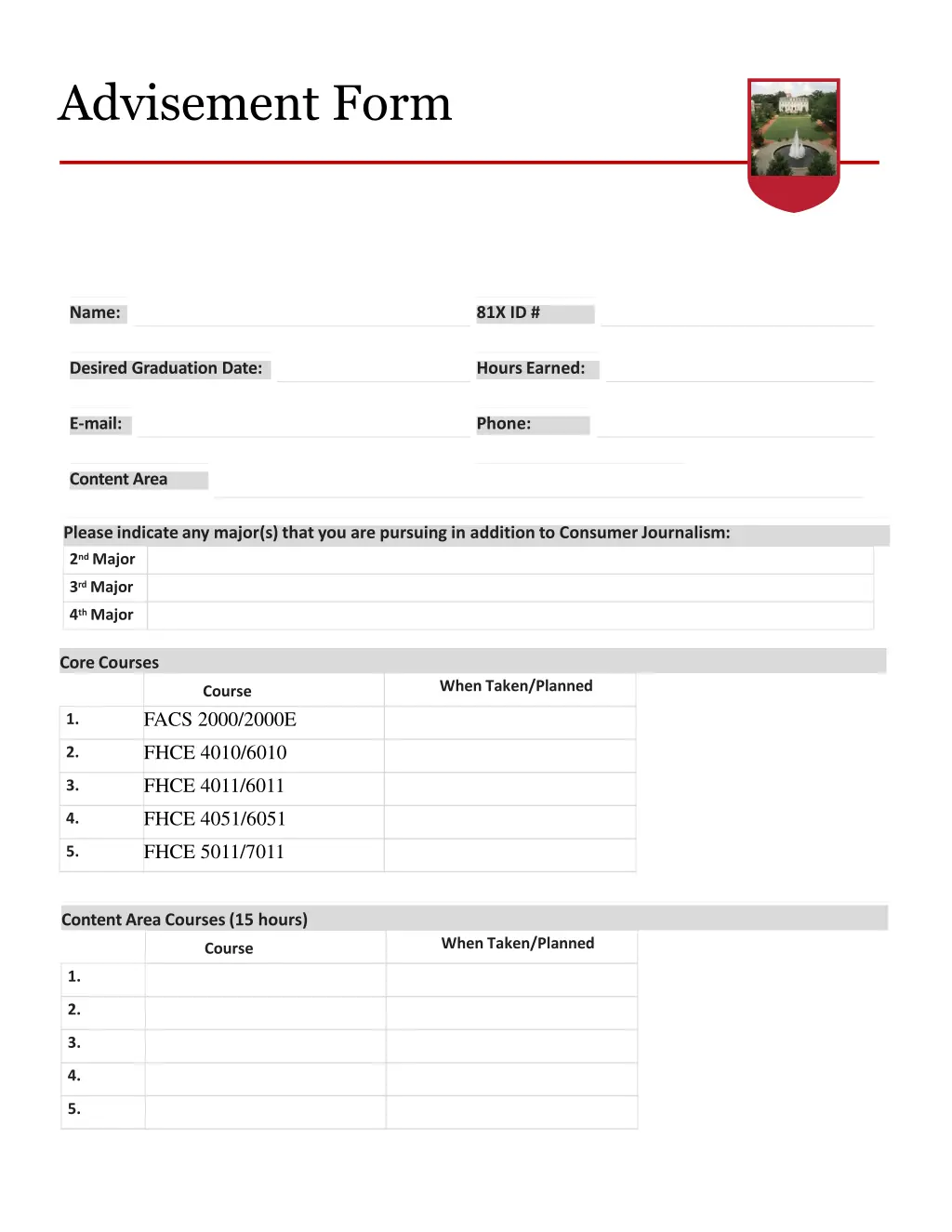 advisement form