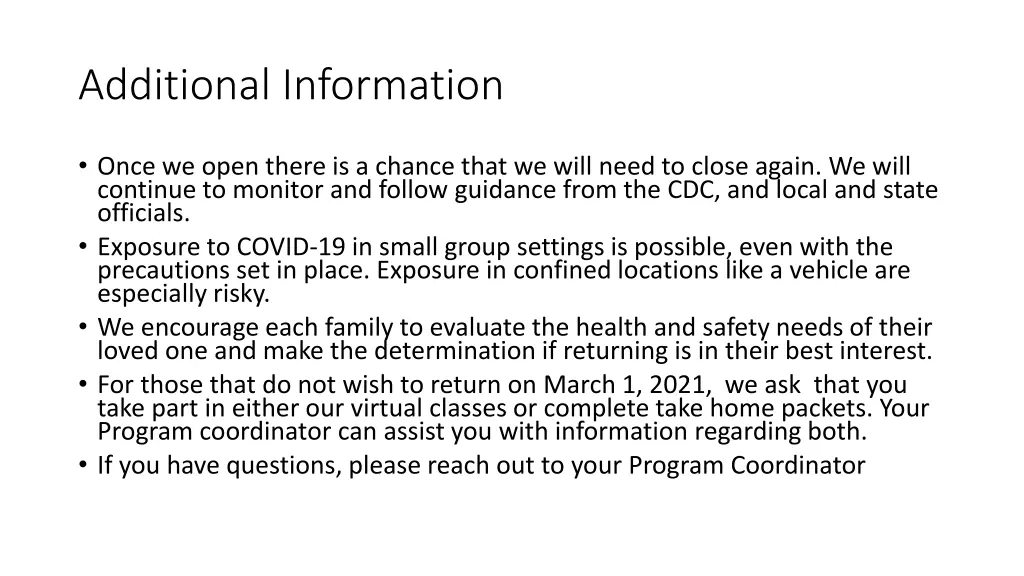 additional information