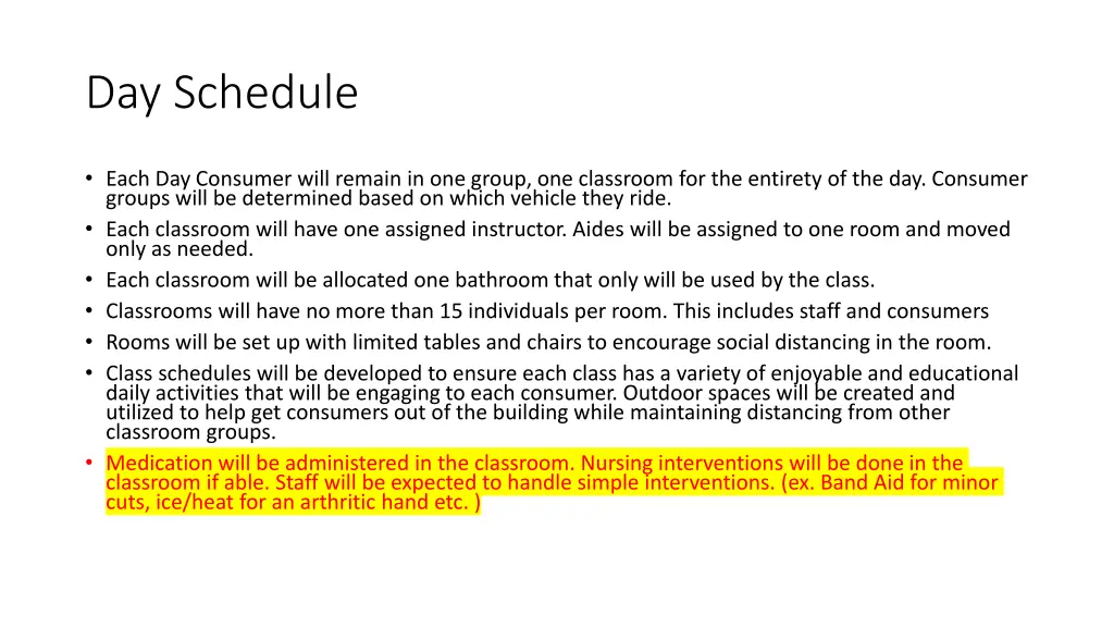 day schedule