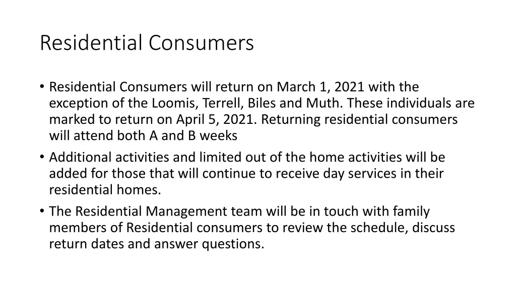 residential consumers