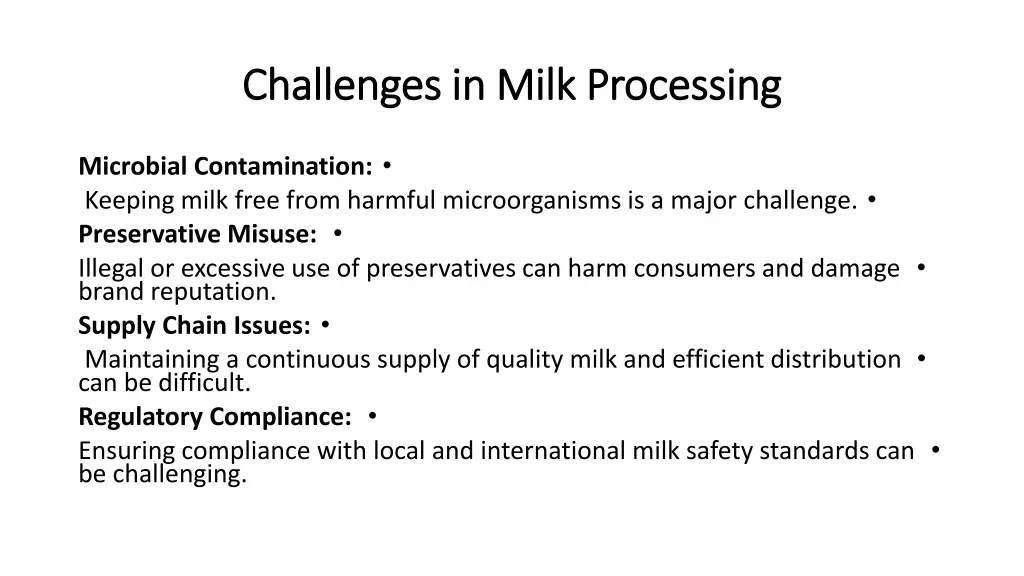 challenges in milk processing challenges in milk