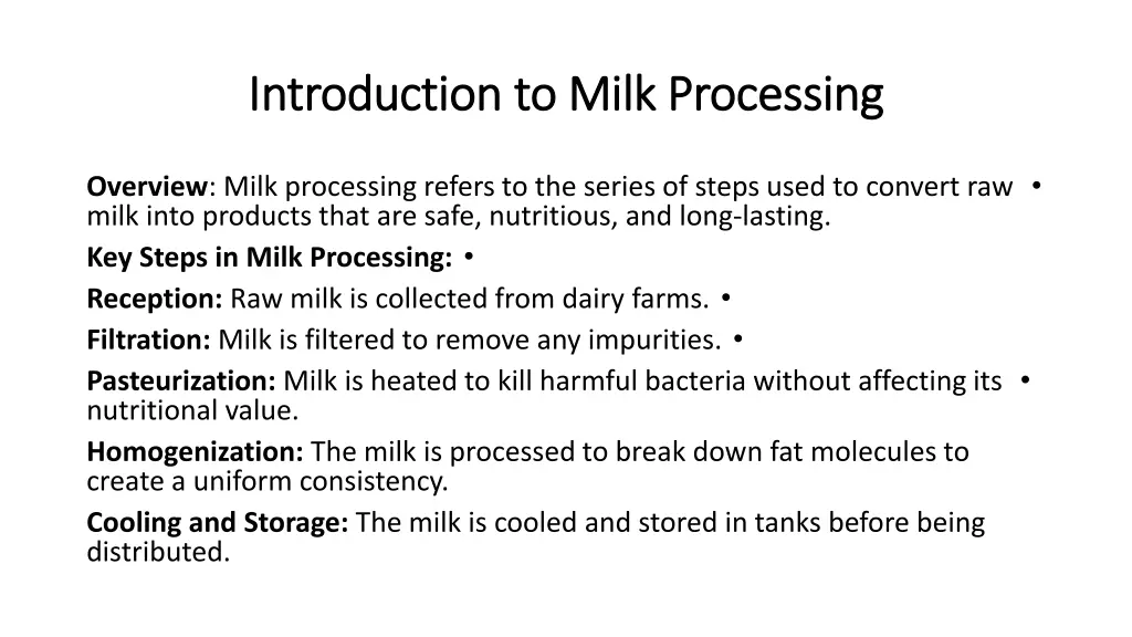 introduction introduction to milk processing