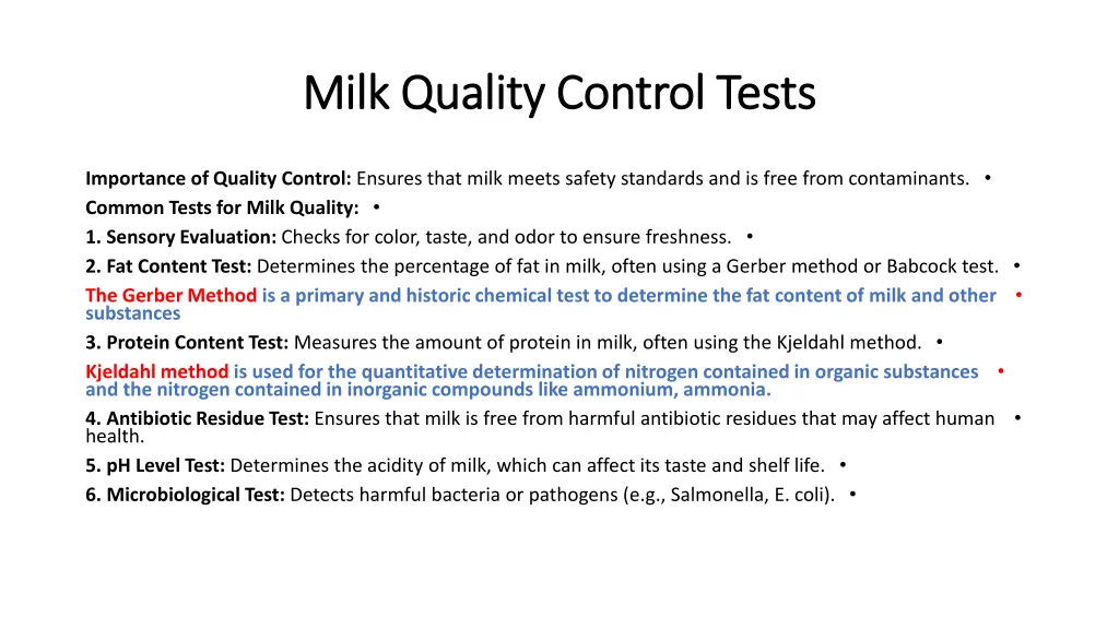 milk quality control tests milk quality control