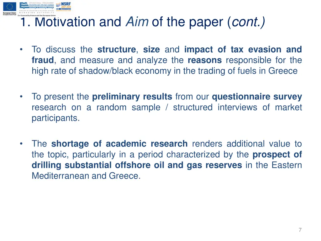 1 motivation and aim of the paper cont