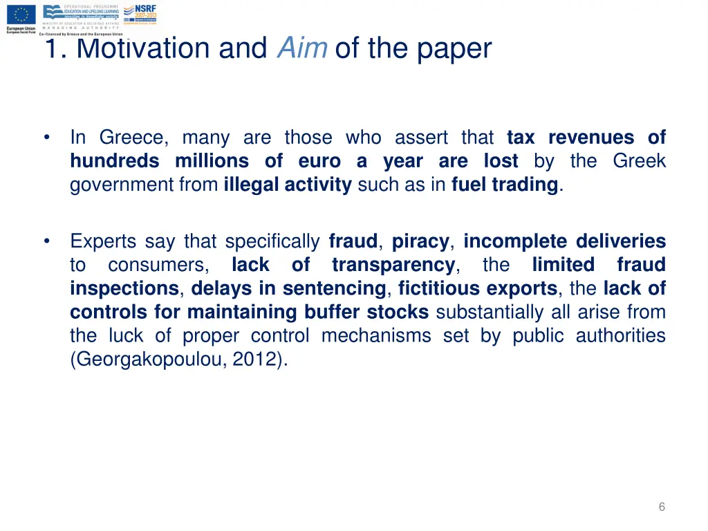 1 motivation and aim of the paper