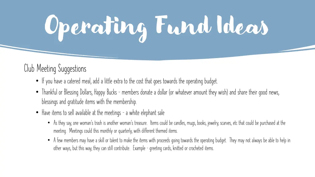 operating fund ideas 1