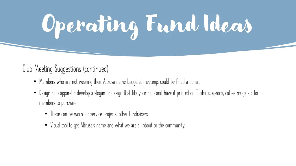 operating fund ideas 2