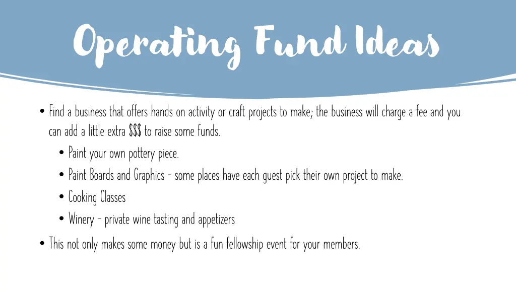 operating fund ideas