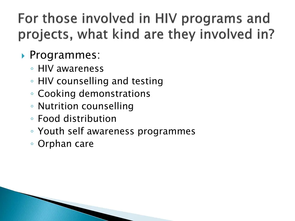 programmes hiv awareness hiv counselling
