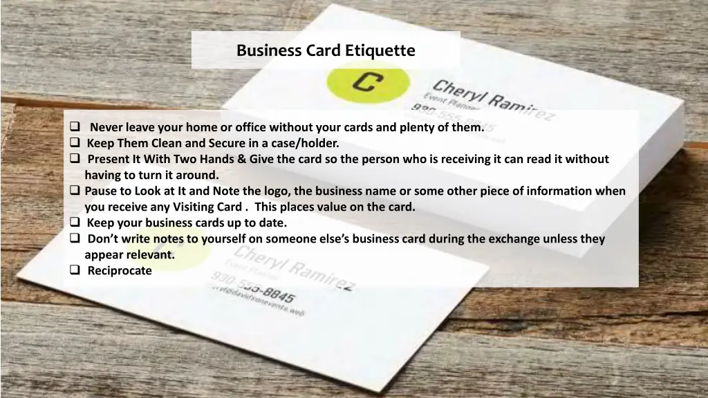 business card etiquette