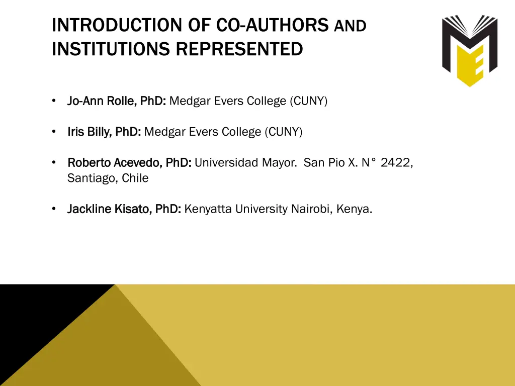 introduction of co authors and institutions