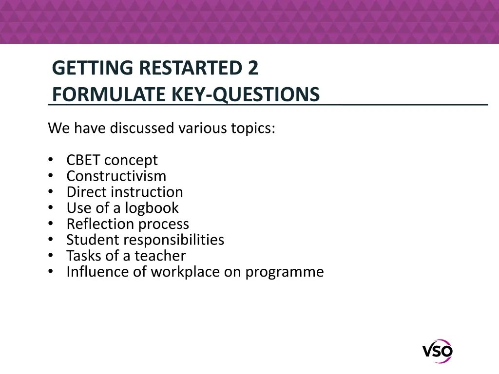 getting restarted 2 formulate key questions