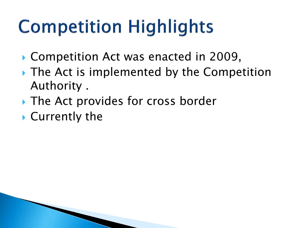 competition act was enacted in 2009