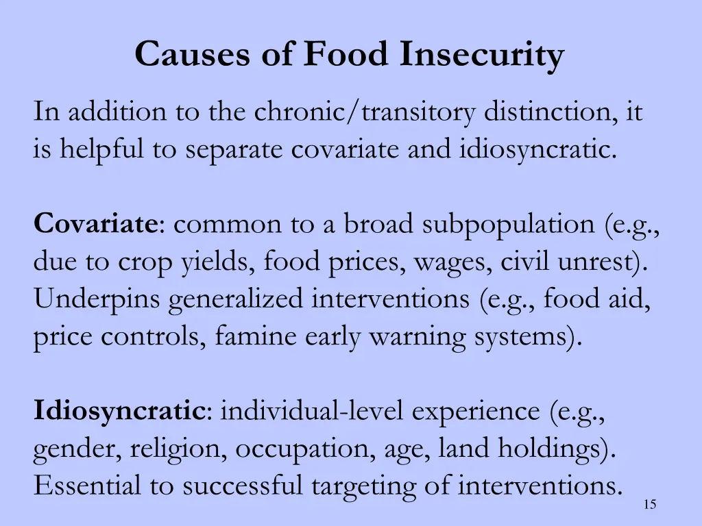 causes of food insecurity
