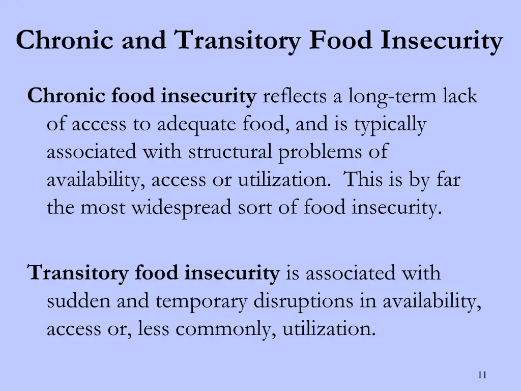 chronic and transitory food insecurity