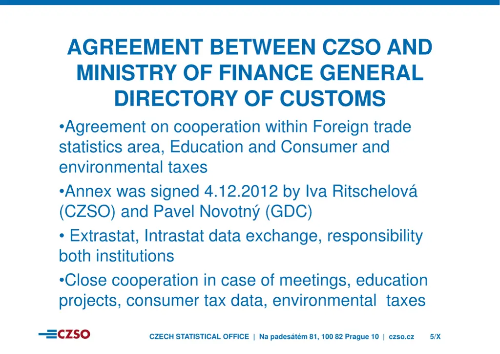 agreement between czso and ministry of finance 1