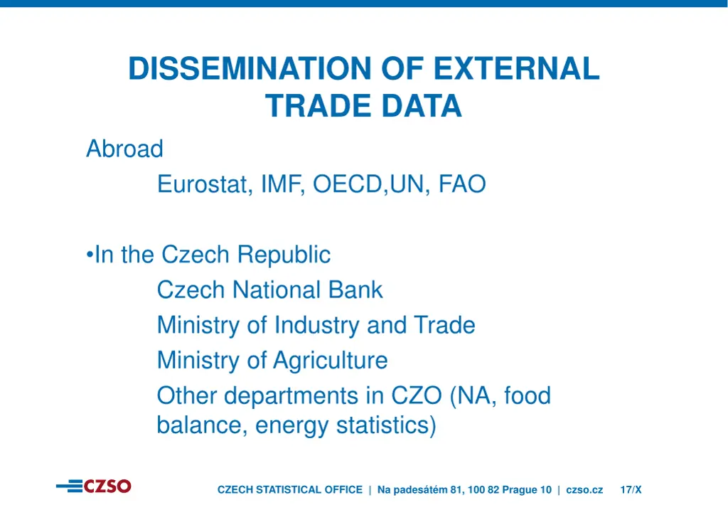 dissemination of external trade data abroad