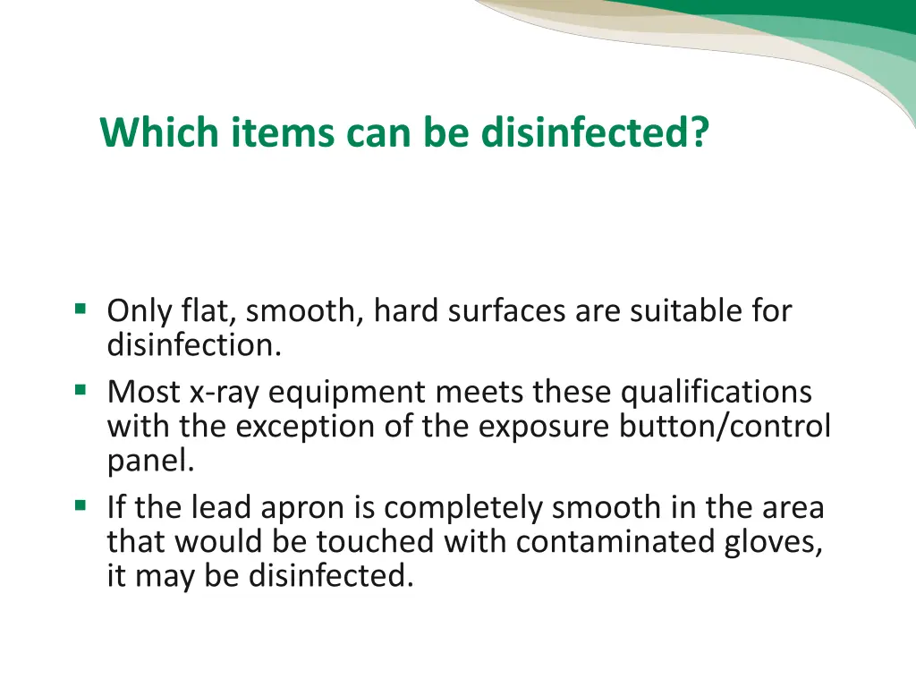 which items can be disinfected